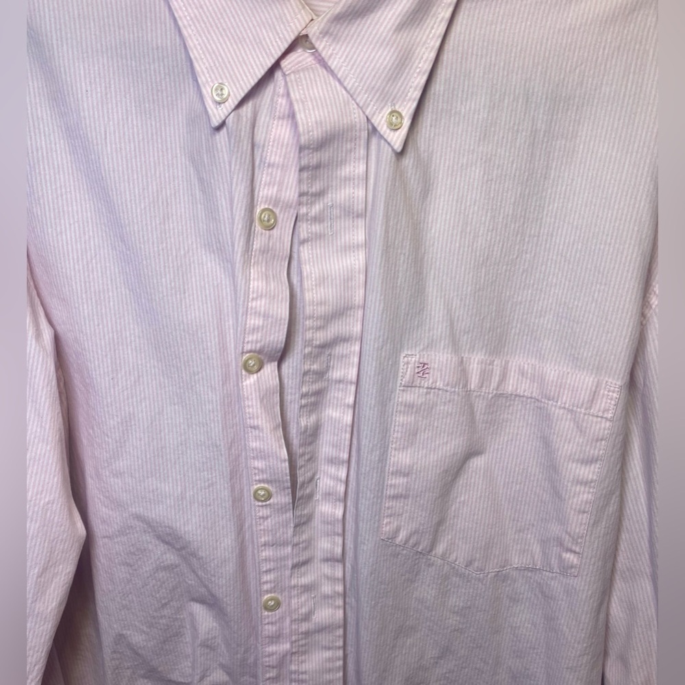 Izod Men's Light Pink Striped Button Down Shirt